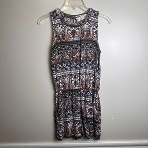 Pink Rose Sleeveless Paisley Summer Romper Size Small Green/Black/Orange, EUC